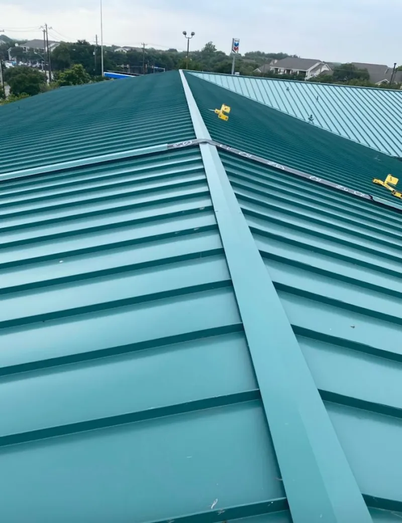 Green commercial metal roof ridge and valley for Metal Roof Repair in Mountain Home